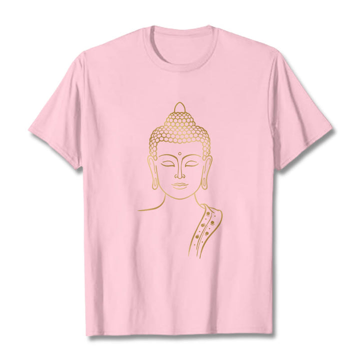 Buddha Stones Golden Buddha In Deep Meditation Tee T-shirt - LightPink - 2XL - image 13