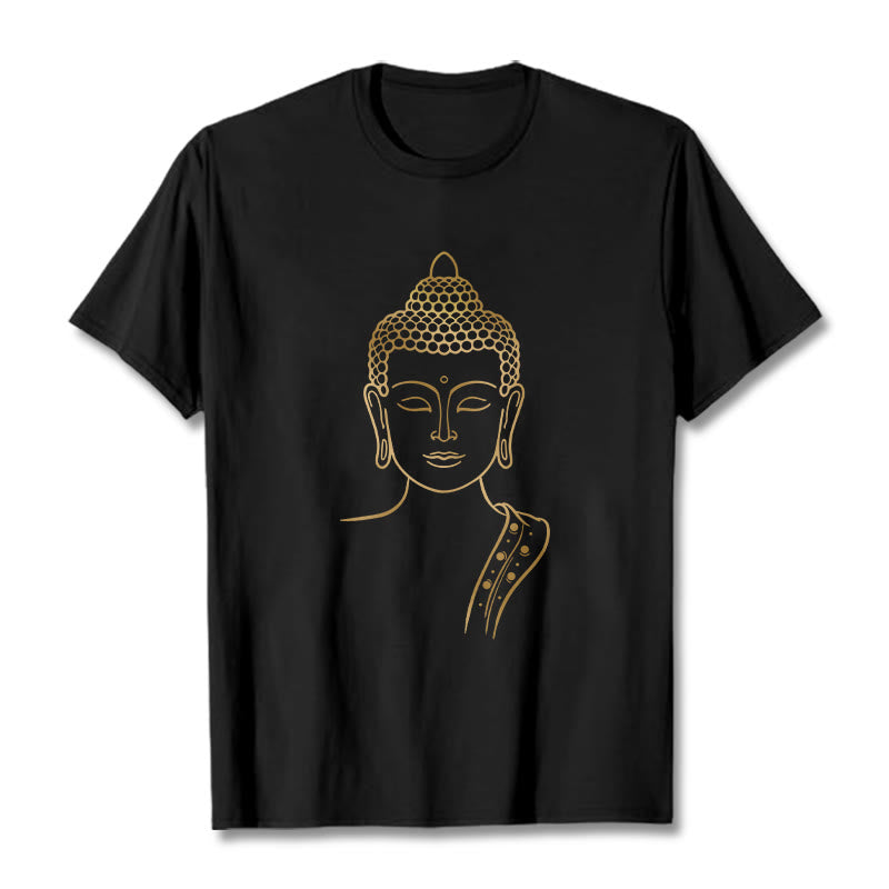 Buddha Stones Golden Buddha In Deep Meditation Tee T-shirt - Black - 2XL - image 7
