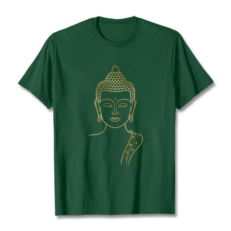 Buddha Stones Golden Buddha In Deep Meditation Tee T-shirt - ForestGreen - 2XL - image 1