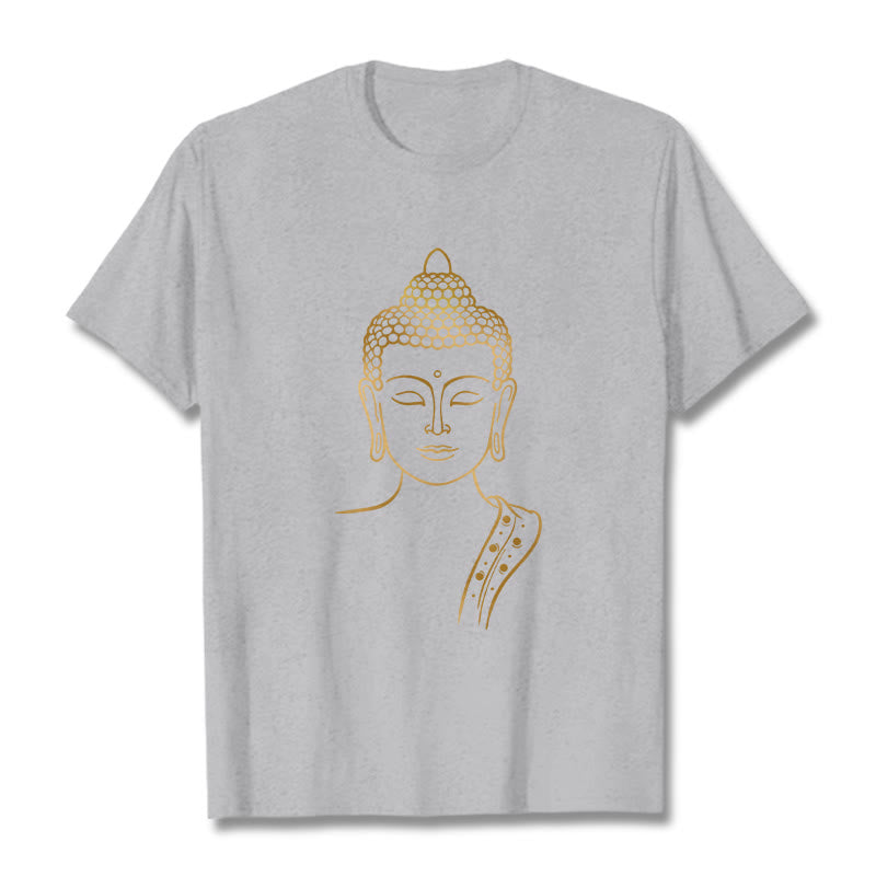 Buddha Stones Golden Buddha In Deep Meditation Tee T-shirt - LightGrey - 2XL - image 20