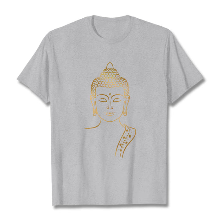 Buddha Stones Golden Buddha In Deep Meditation Tee T-shirt - LightGrey - 2XL - image 20