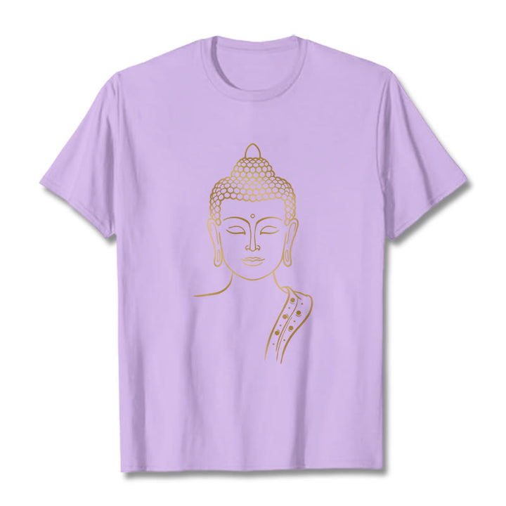 Buddha Stones Golden Buddha In Deep Meditation Tee T-shirt - Plum - 2XL - image 17