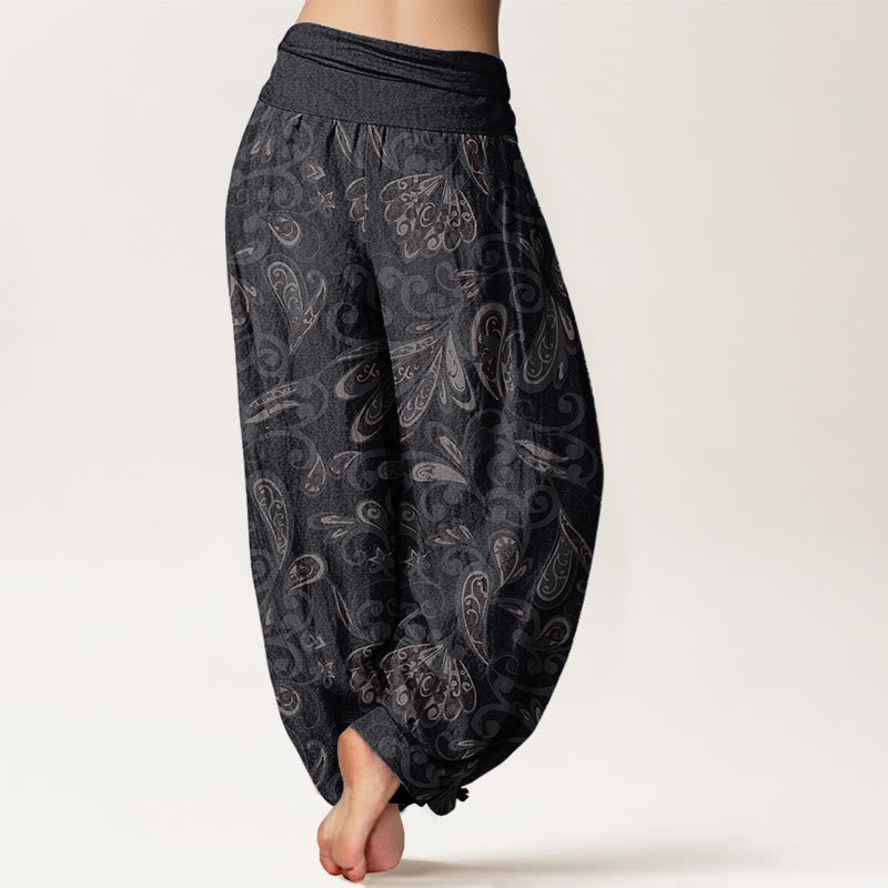 Buddha Stones Pure Cotton Casual Flower Petals Design Women's Elastic Waist Harem Pants
