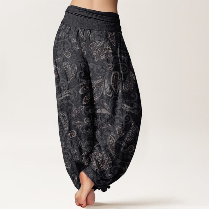 Buddha Stones Pure Cotton Casual Flower Petals Design Women's Elastic Waist Harem Pants