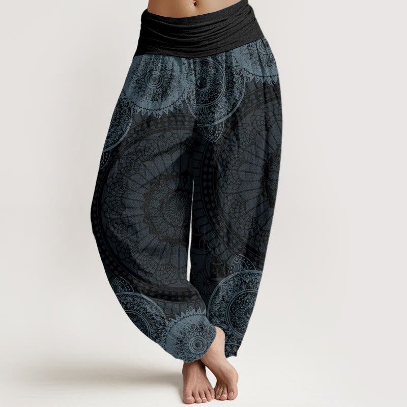 Buddha Stones Pure Cotton Circular Mandala Design Women's Elastic Waist Harem Pants