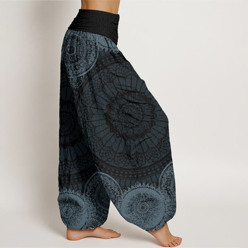 Buddha Stones Pure Cotton Circular Mandala Design Women's Elastic Waist Harem Pants