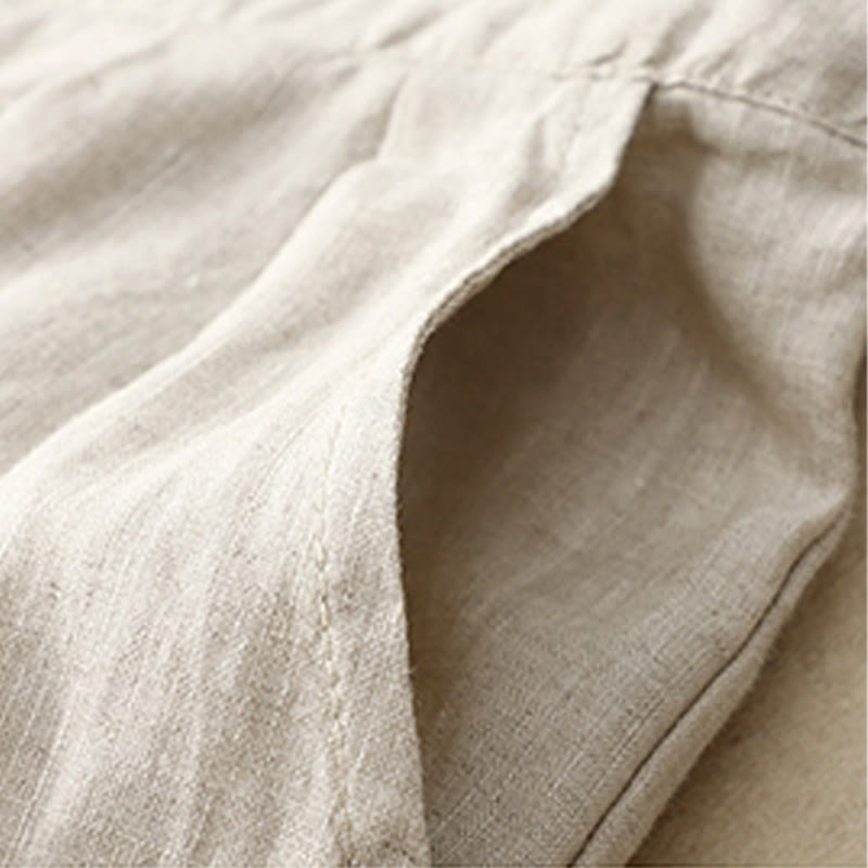 Buddha Stones Spring Casual Solid Color Drawstring Design  Women's Cotton Linen 7-8 Length Wide Leg Pants With Pockets - image 15