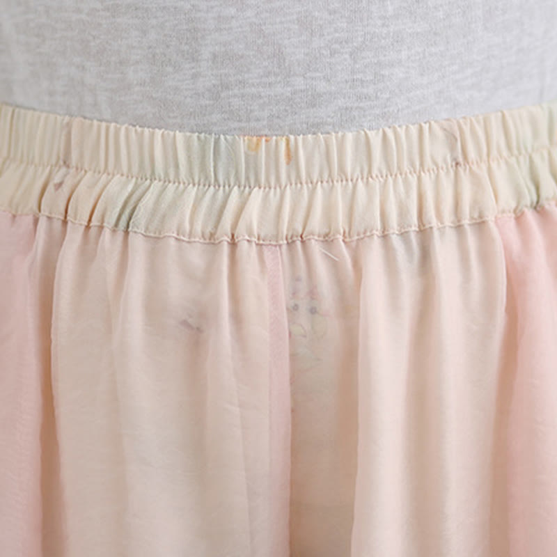 Buddha Stones Spring Vintage Printing Plant Pattern Double Layer Design Women's Cotton Wide Leg Pants With Pockets - image 16