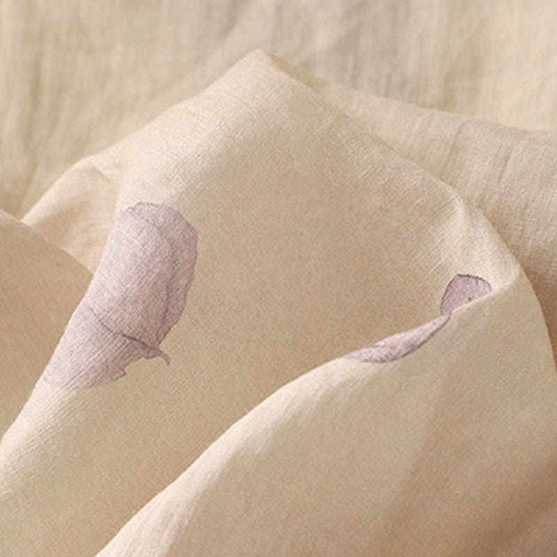 Buddha Stones Embroidery Design Leaves Women's Cotton Linen Three Quarter Sleeve Shirt - image 12