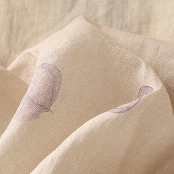 Buddha Stones Embroidery Design Leaves Women's Cotton Linen Three Quarter Sleeve Shirt - image 12