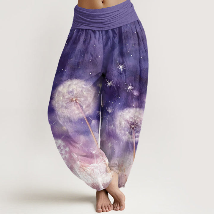 Buddha Stones Casual Dandelion Pattern Women's Elastic Waist Harem Pants - DarkViolet - US22,UK/AU26,EU54 (6XL) - image 1