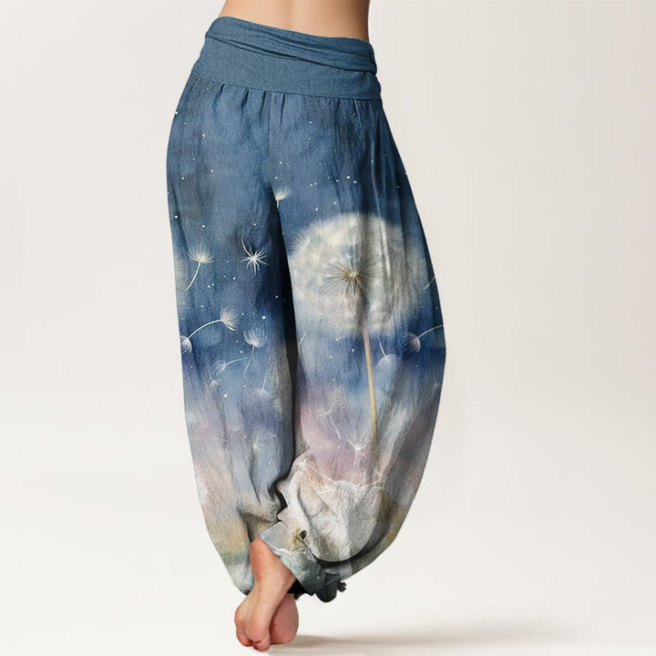 Buddha Stones Casual Dandelion Pattern Women's Elastic Waist Harem Pants - image 6