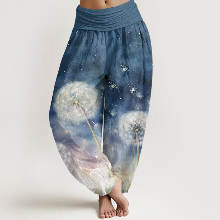 Buddha Stones Casual Dandelion Pattern Women's Elastic Waist Harem Pants - SteelBlue - US22,UK/AU26,EU54 (6XL) - image 5