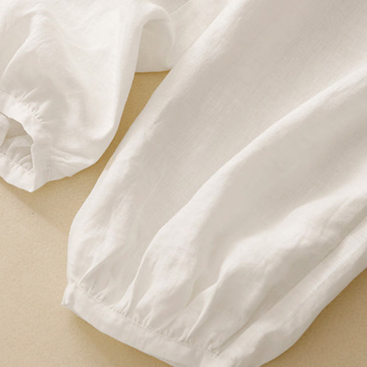 Buddha Stones Summer Commute Pure Color Women's Cotton Ankle-Length Pants With Pockets