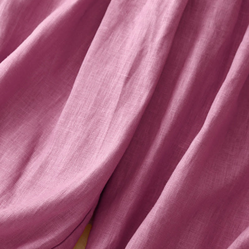 Buddha Stones Summer Commute Pure Color Women's Cotton Ankle-Length Pants With Pockets