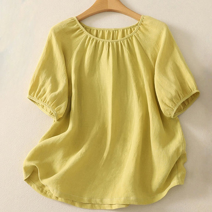 Buddha Stones Casual Summer Plain Crew Neck Cotton Women's Short Sleeve T-Shirt