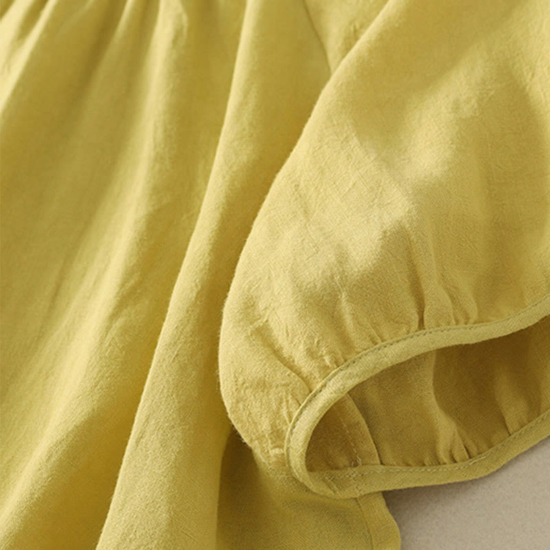 Buddha Stones Casual Summer Plain Crew Neck Cotton Women's Short Sleeve T-Shirt