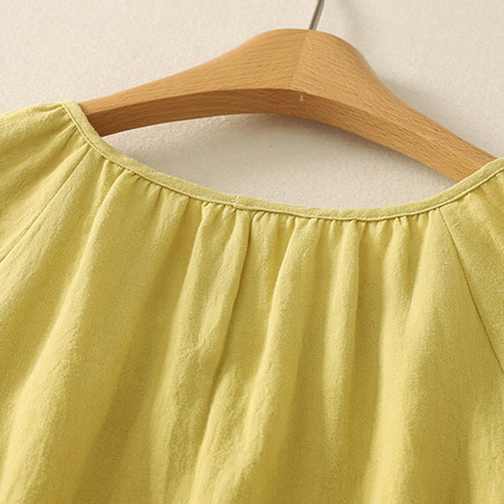 Buddha Stones Casual Summer Plain Crew Neck Cotton Women's Short Sleeve T-Shirt