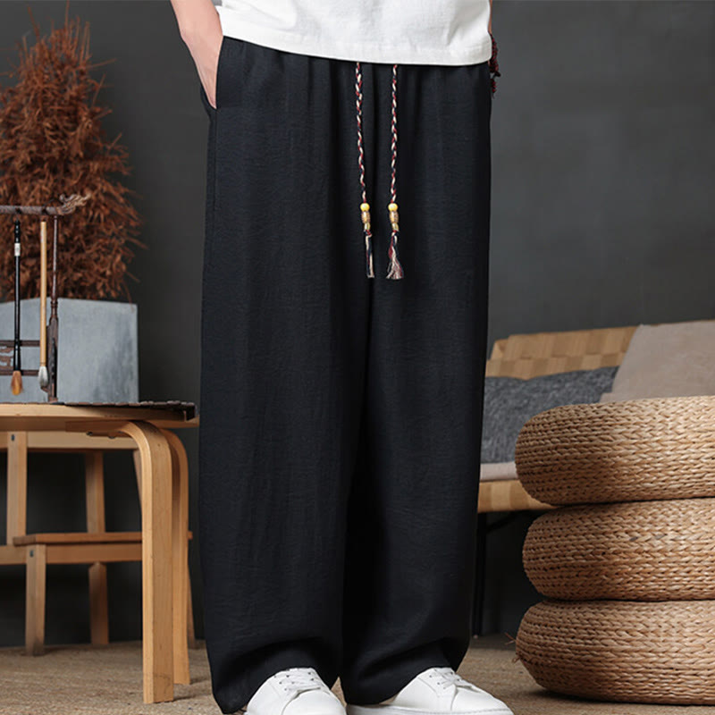 Buddha Stones Casual Plain Color Drawstring Design Men's Pants With Pockets - Black - US/UK/AU46,EU56 (5XL) - image 31