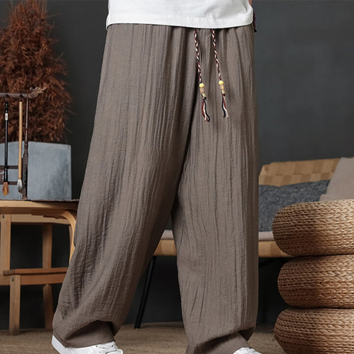 Buddha Stones Casual Plain Color Drawstring Design Men's Pants With Pockets - Tan - US/UK/AU46,EU56 (5XL) - image 0