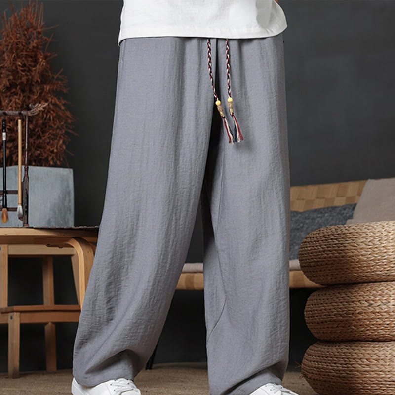 Buddha Stones Casual Plain Color Drawstring Design Men's Pants With Pockets - Gray - US/UK/AU46,EU56 (5XL) - image 19
