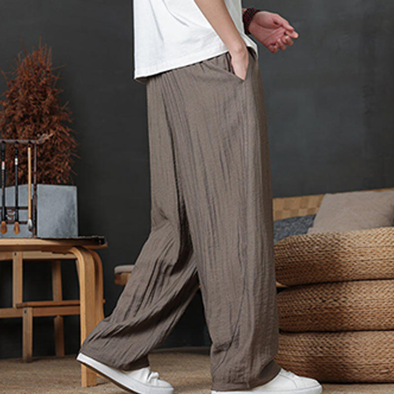 Buddha Stones Casual Plain Color Drawstring Design Men's Pants With Pockets - image 4