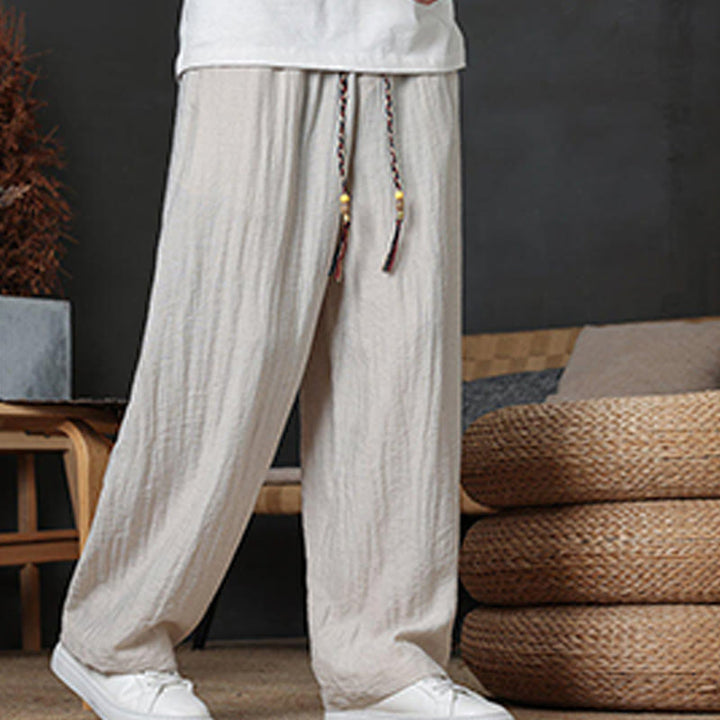 Buddha Stones Casual Plain Color Drawstring Design Men's Pants With Pockets - image 15