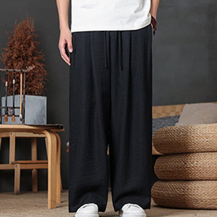 Buddha Stones Casual Plain Color Drawstring Design Men's Pants With Pockets - image 37