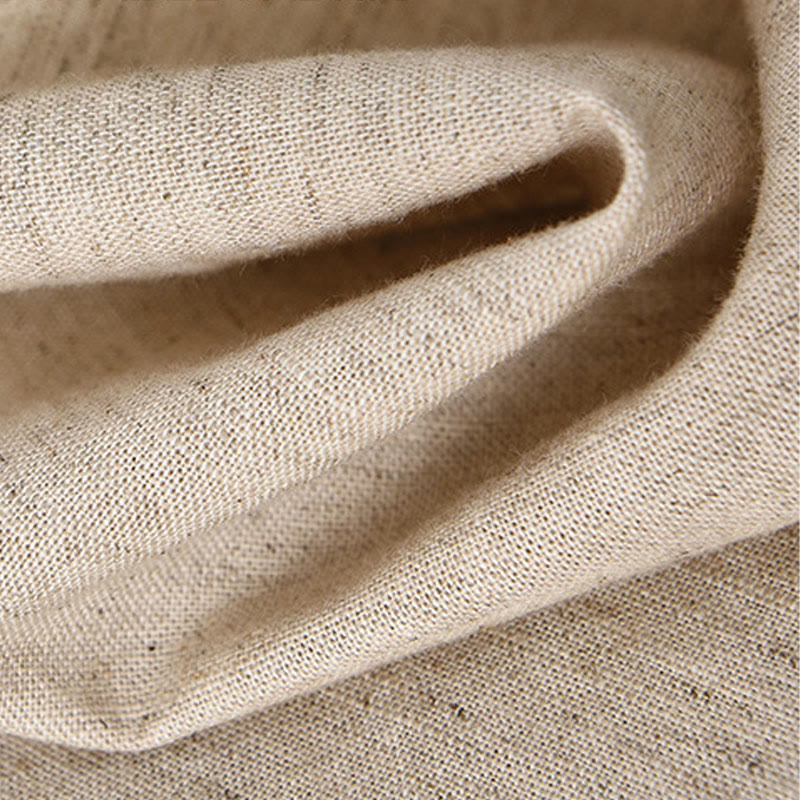 Buddha Stones Summer Solid Color Men's Half Button Short Sleeve Cotton Linen Shirt