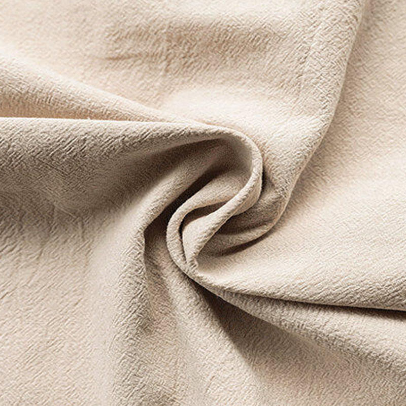 Buddha Stones Summer Solid Color Tang Suit Design Men's Half Sleeve Linen Shirt With Pockets