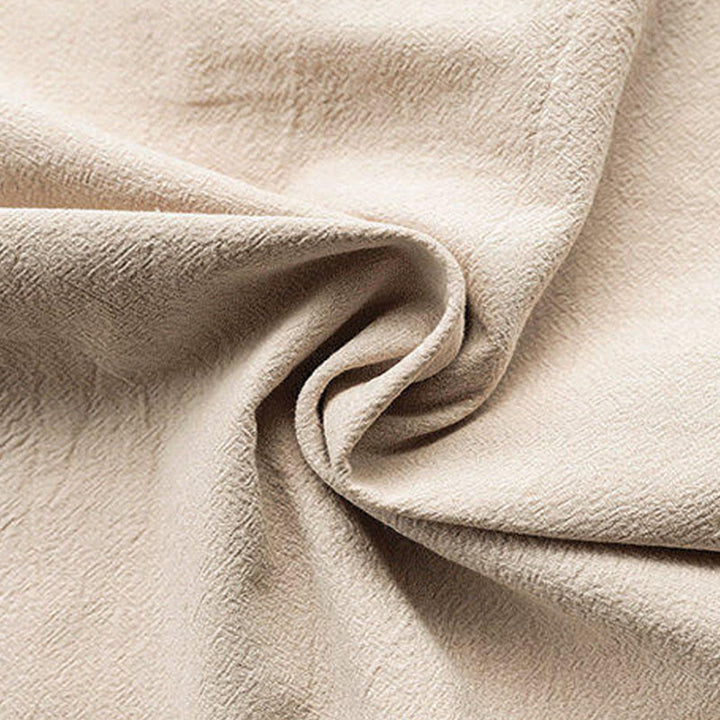 Buddha Stones Summer Solid Color Tang Suit Design Men's Half Sleeve Linen Shirt With Pockets