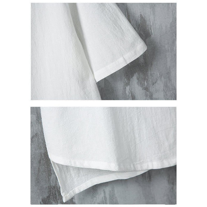 Buddha Stones Summer Plain Tang Suit Frog-Button Design Men's Short Sleeve Cotton Shirt - image 6