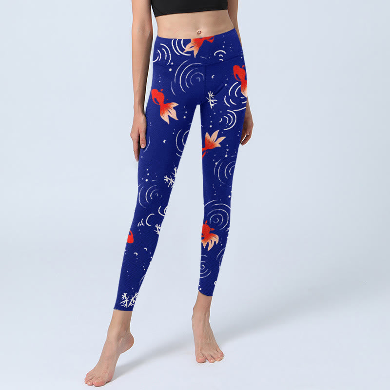 Buddha Stones Goldfish Water Ripples Pattern Print Gym Leggings Women's Yoga Pants - image 6