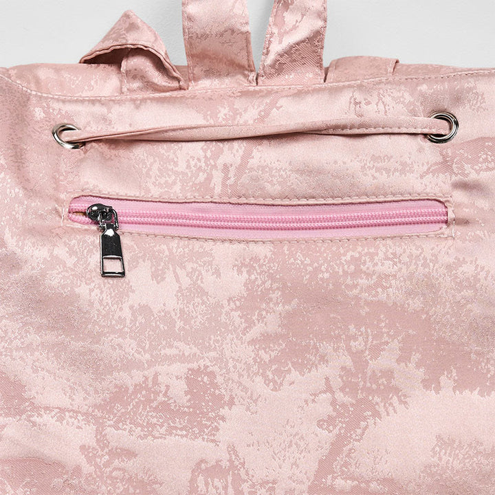 Buddha Stones Handmade Pink Lotus Embroidered Large Capacity Polyester Cotton Backpack