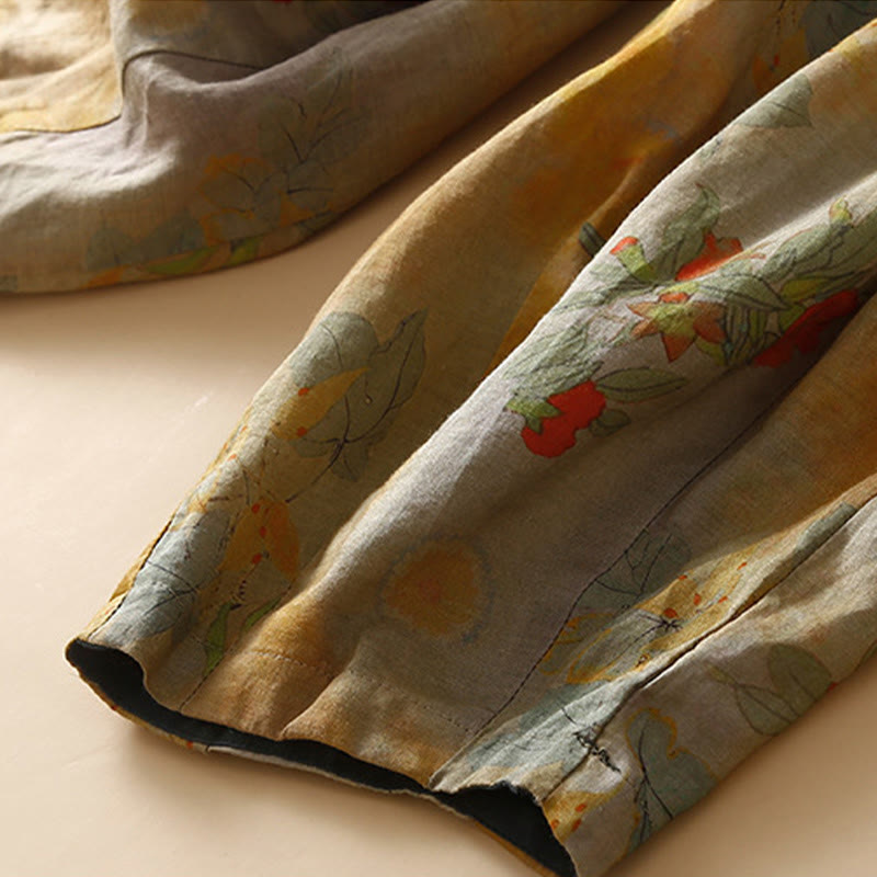 Buddha Stones Retro Casual Chinese Frog-Button Design Women's Harem Pants With Pockets - image 6