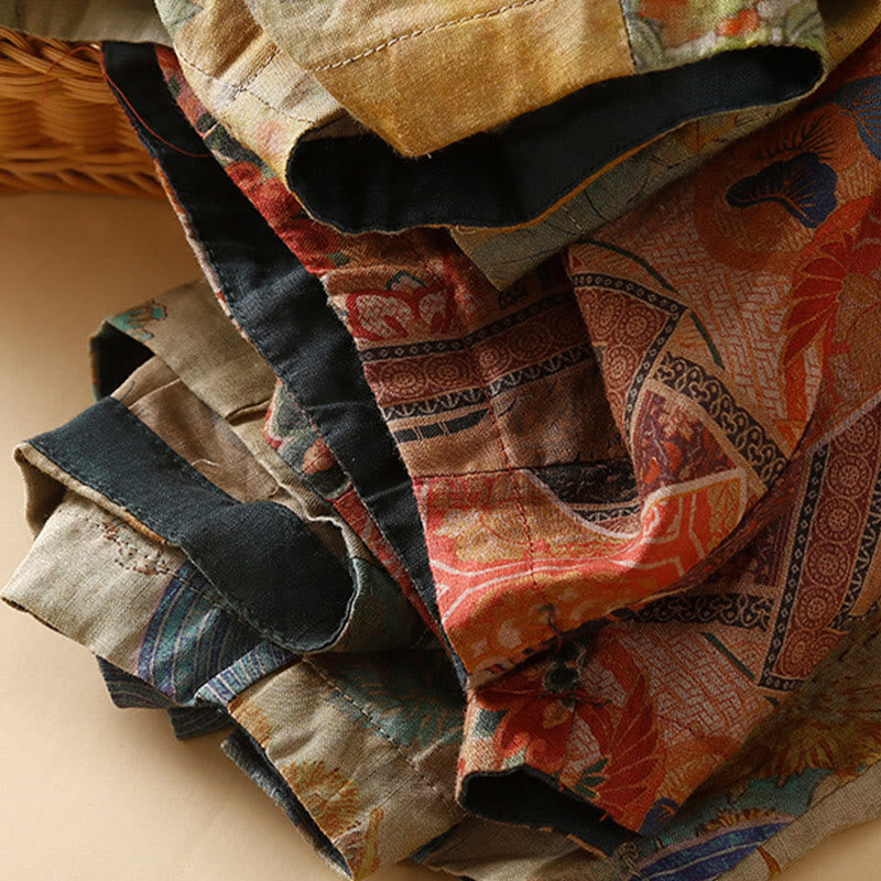 Buddha Stones Retro Casual Chinese Frog-Button Design Women's Harem Pants With Pockets - image 23