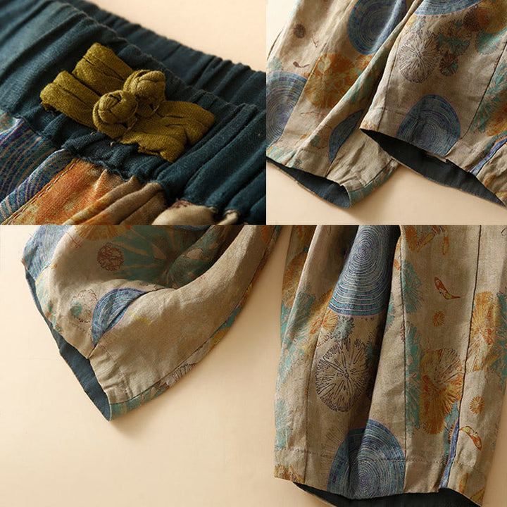 Buddha Stones Retro Casual Chinese Frog-Button Design Women's Harem Pants With Pockets - image 14