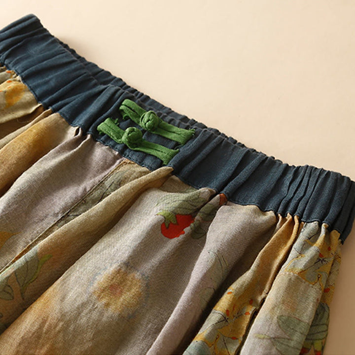 Buddha Stones Retro Casual Chinese Frog-Button Design Women's Harem Pants With Pockets - image 2