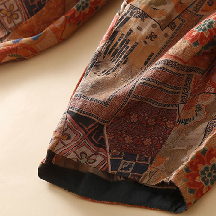 Buddha Stones Retro Casual Chinese Frog-Button Design Women's Harem Pants With Pockets - image 20