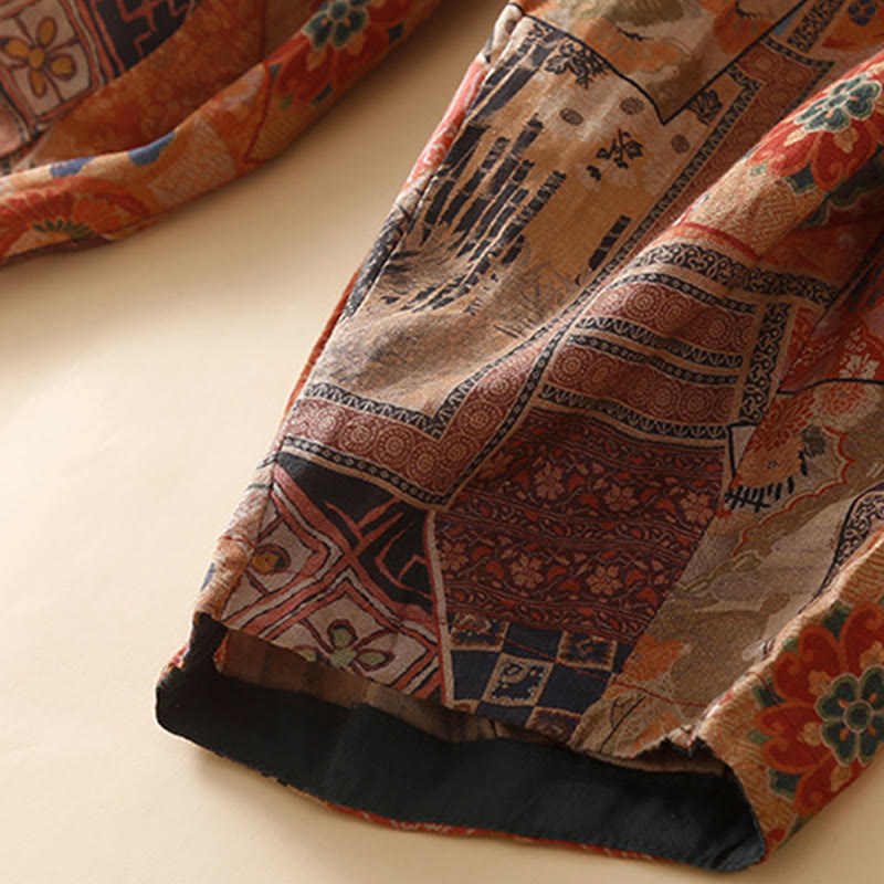 Buddha Stones Retro Casual Chinese Frog-Button Design Women's Harem Pants With Pockets - image 20