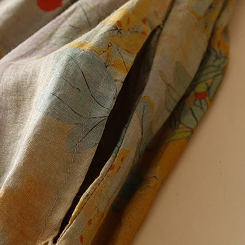 Buddha Stones Retro Casual Chinese Frog-Button Design Women's Harem Pants With Pockets - image 5