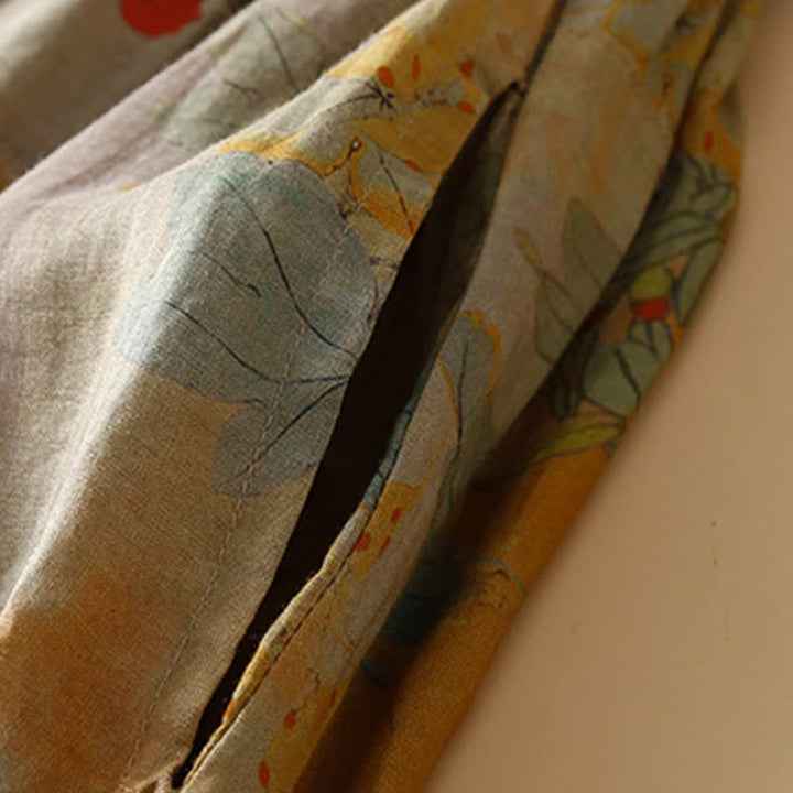 Buddha Stones Retro Casual Chinese Frog-Button Design Women's Harem Pants With Pockets - image 5