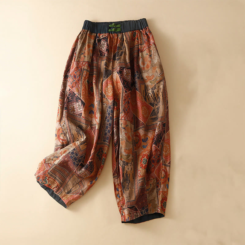 Buddha Stones Retro Casual Chinese Frog-Button Design Women's Harem Pants With Pockets - Red - US8-10,UK/AU12-14,EU40-42 (2XL) - image 15