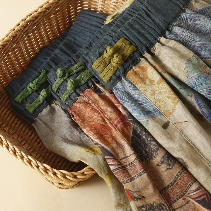 Buddha Stones Retro Casual Chinese Frog-Button Design Women's Harem Pants With Pockets - image 22