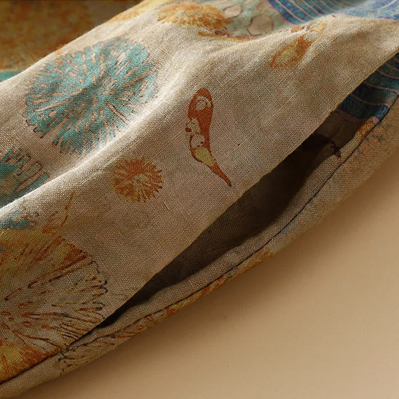 Buddha Stones Retro Casual Chinese Frog-Button Design Women's Harem Pants With Pockets - image 11