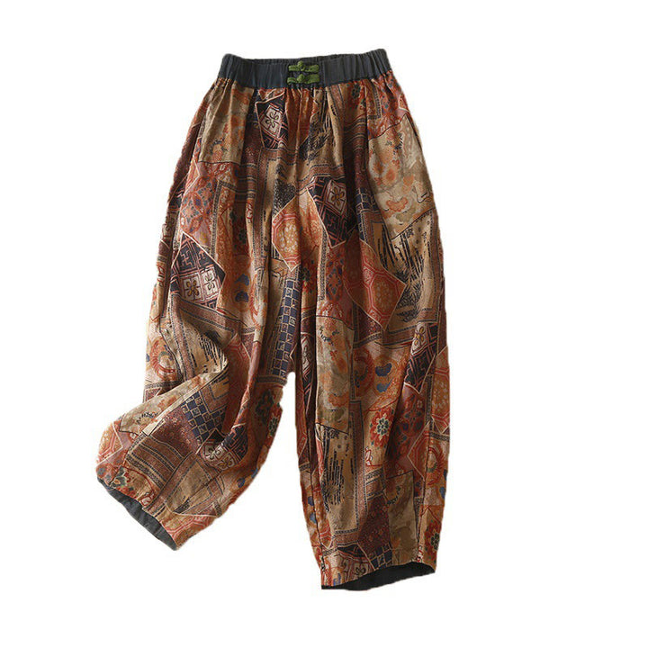 Buddha Stones Retro Casual Chinese Frog-Button Design Women's Harem Pants With Pockets - image 21