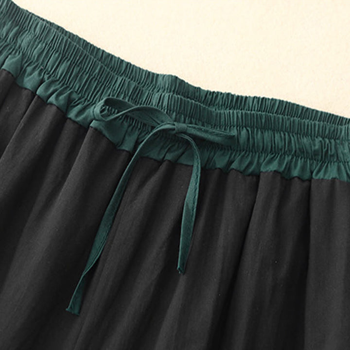 Buddha Stones Artistic Color Contrast Drawstring Women's Wide Leg Pants With Pockets - image 2