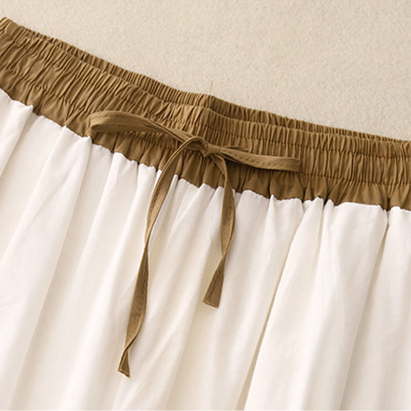 Buddha Stones Artistic Color Contrast Drawstring Women's Wide Leg Pants With Pockets - image 5