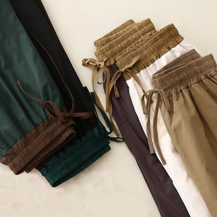 Buddha Stones Artistic Color Contrast Drawstring Women's Wide Leg Pants With Pockets - image 25