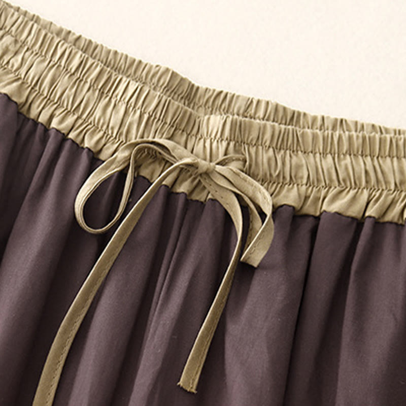 Buddha Stones Artistic Color Contrast Drawstring Women's Wide Leg Pants With Pockets - image 20